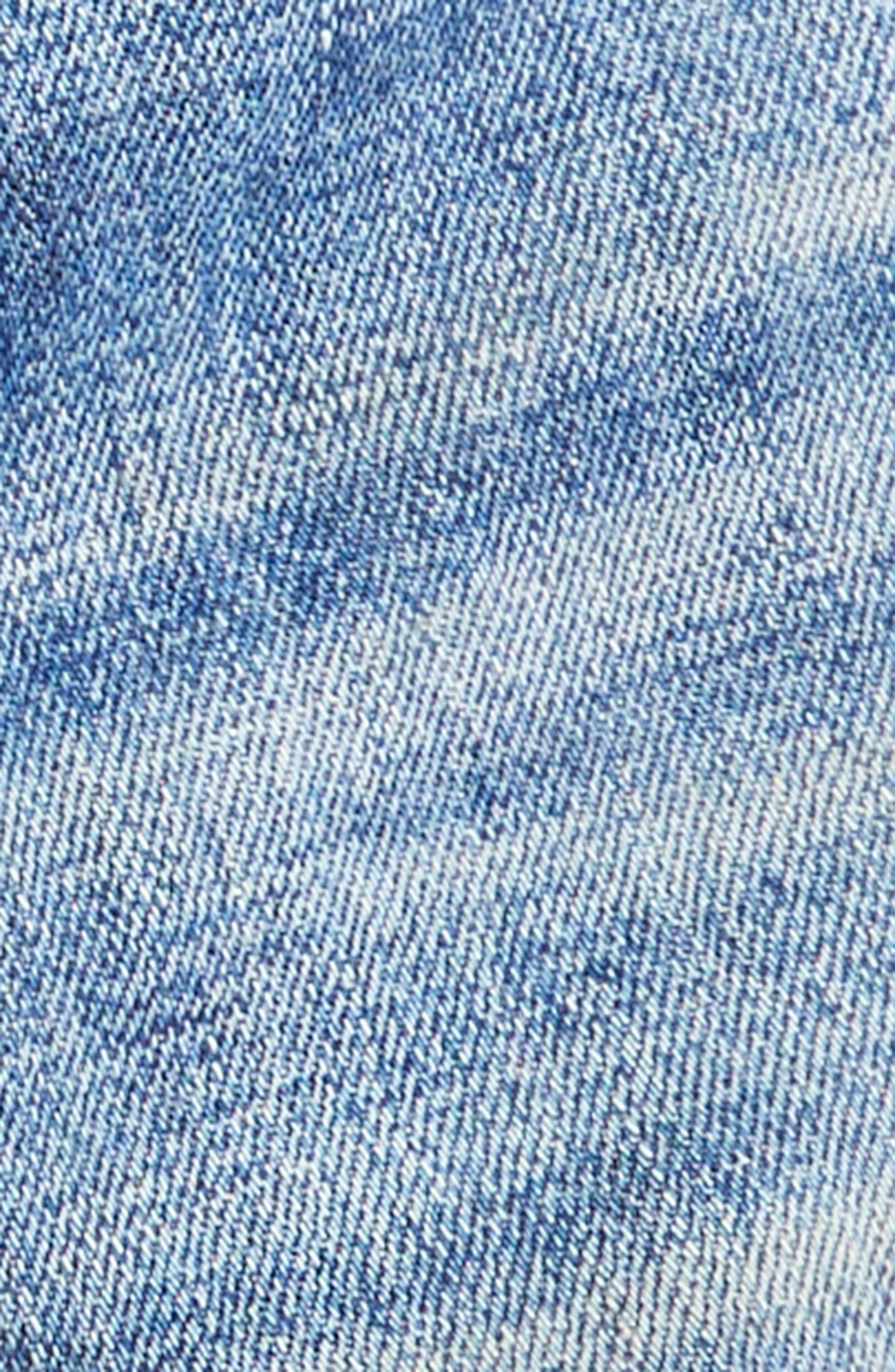R13 Crossover Ripped Knee Straight Leg Jeans in Leo Blue at Nordstrom - 7