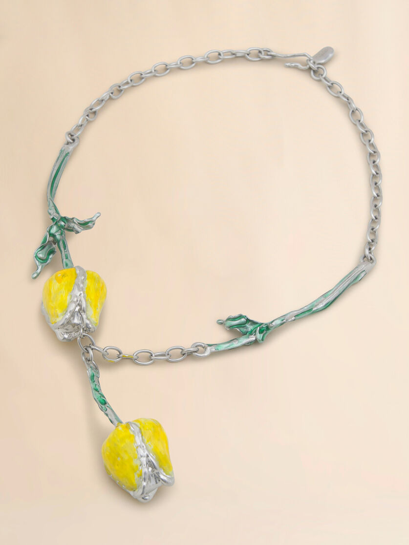 YELLOW ENAMELLED TULIP NECKLACE - 2