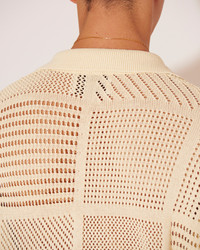 Nanushka AYAAN - Paper crochet beach shirt - Creme | REVERSIBLE