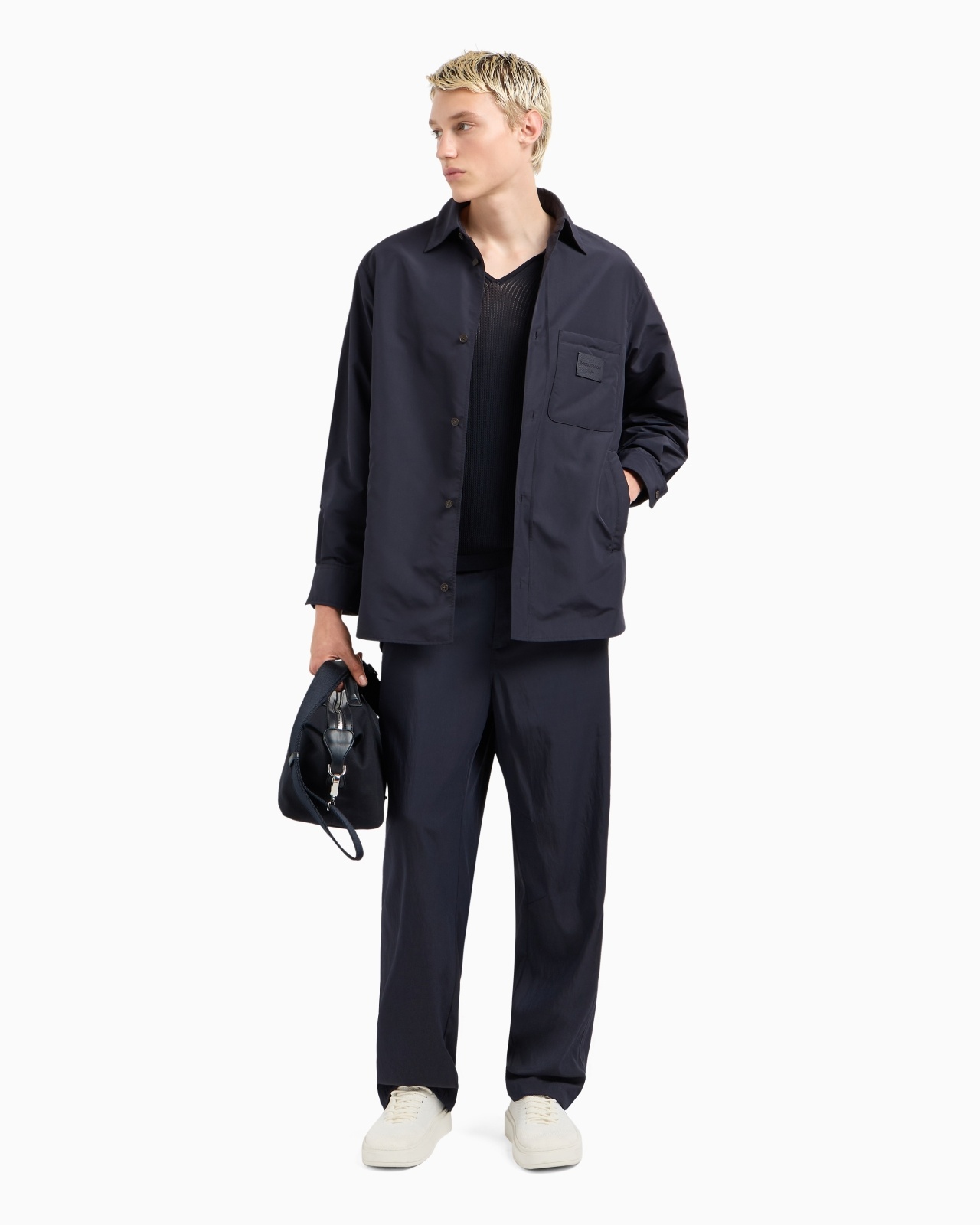 NYLON SHIRT JACKET WITH PATCH POCKET AND LOGO PATCH - 2
