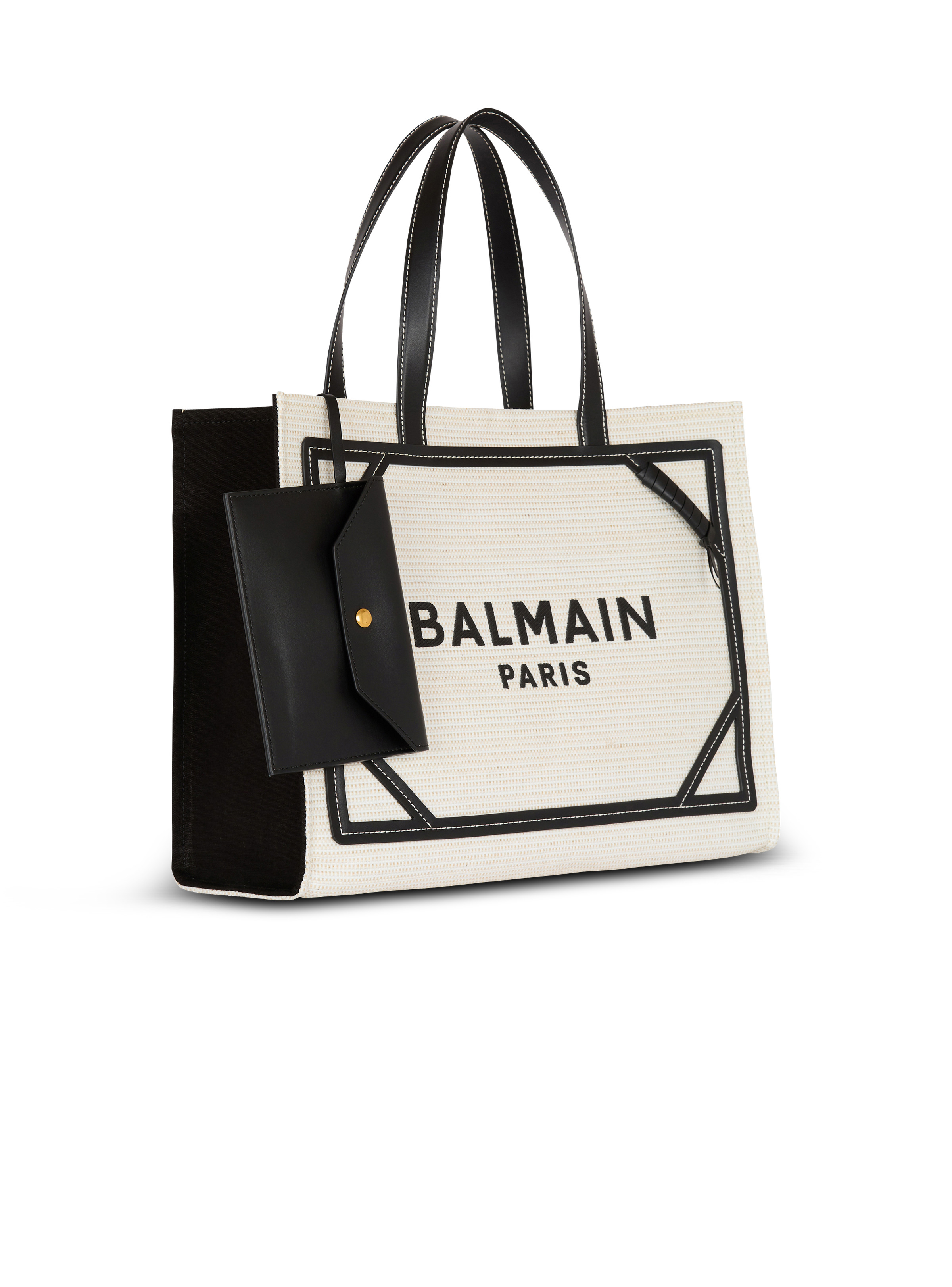Medium raffia B-Army tote bag - 3