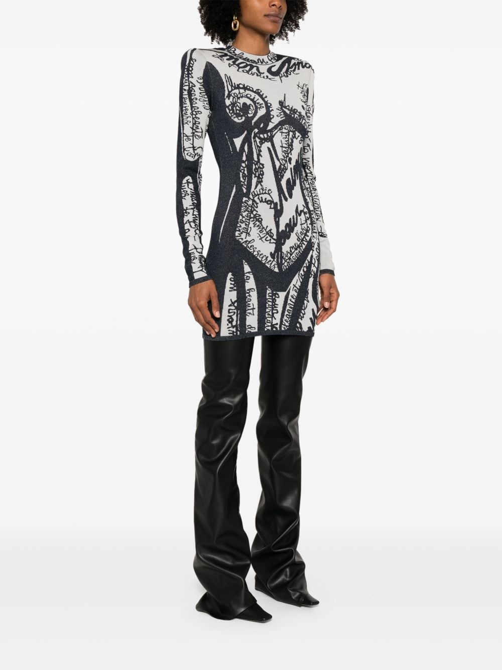 body-motif embroidered mini dress - 3