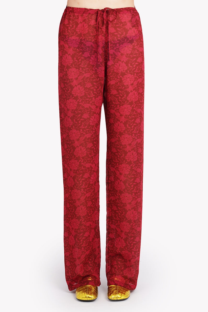 PACHAS FLORAL PRINT RELAXED FIT PANT | CHERRY RED - 5