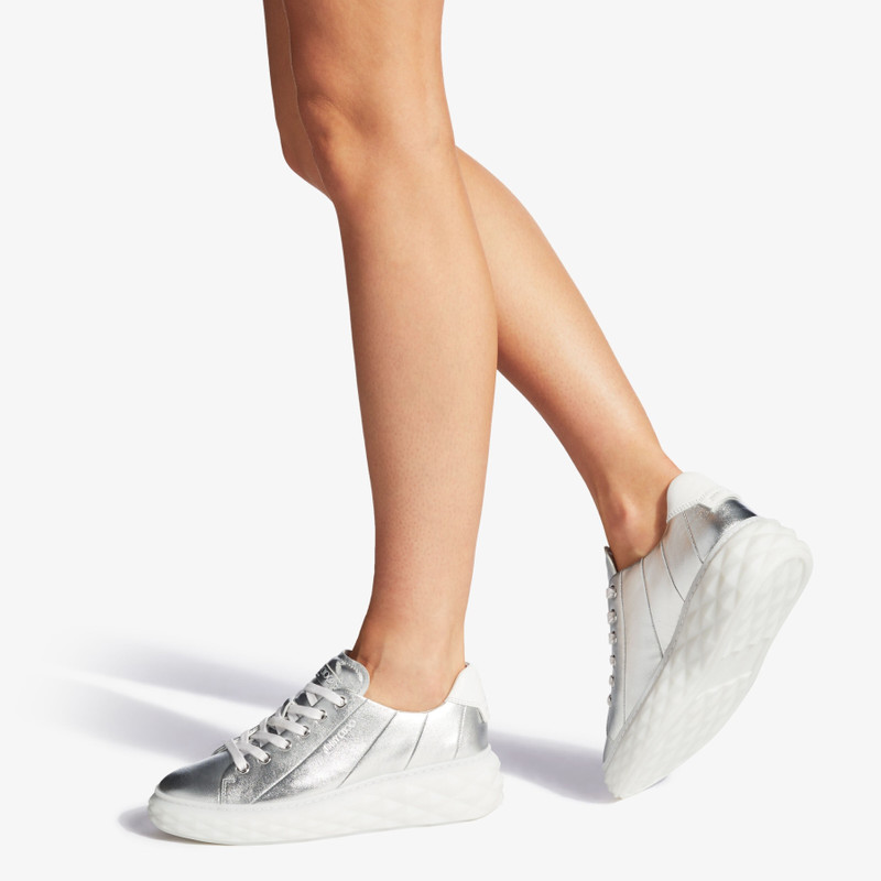 JIMMY CHOO Diamond Light Maxi/F
Silver Metallic Nappa Low-Top Trainers with Platform Sole outlook