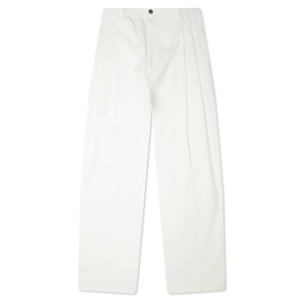 DOUBLE PLEAT TROUSERS - IVORY - 1