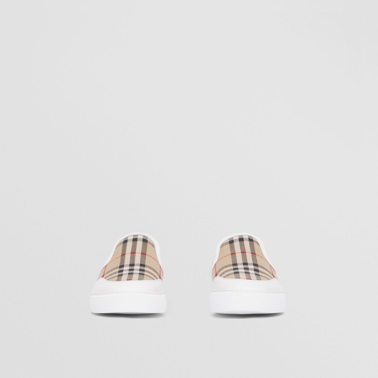 Leather and Vintage Check Slip-on Sneakers - 4