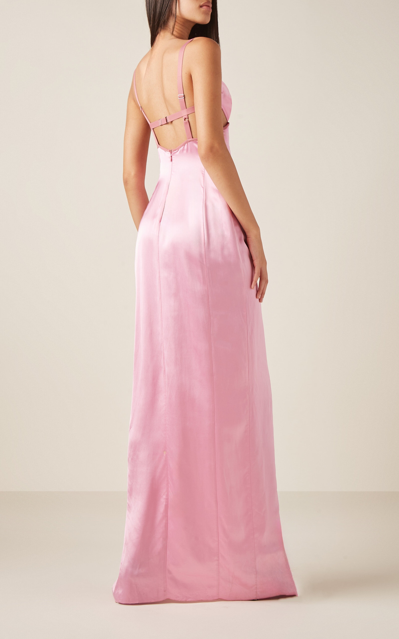 Double-Petal Satin Maxi Dress pink - 4