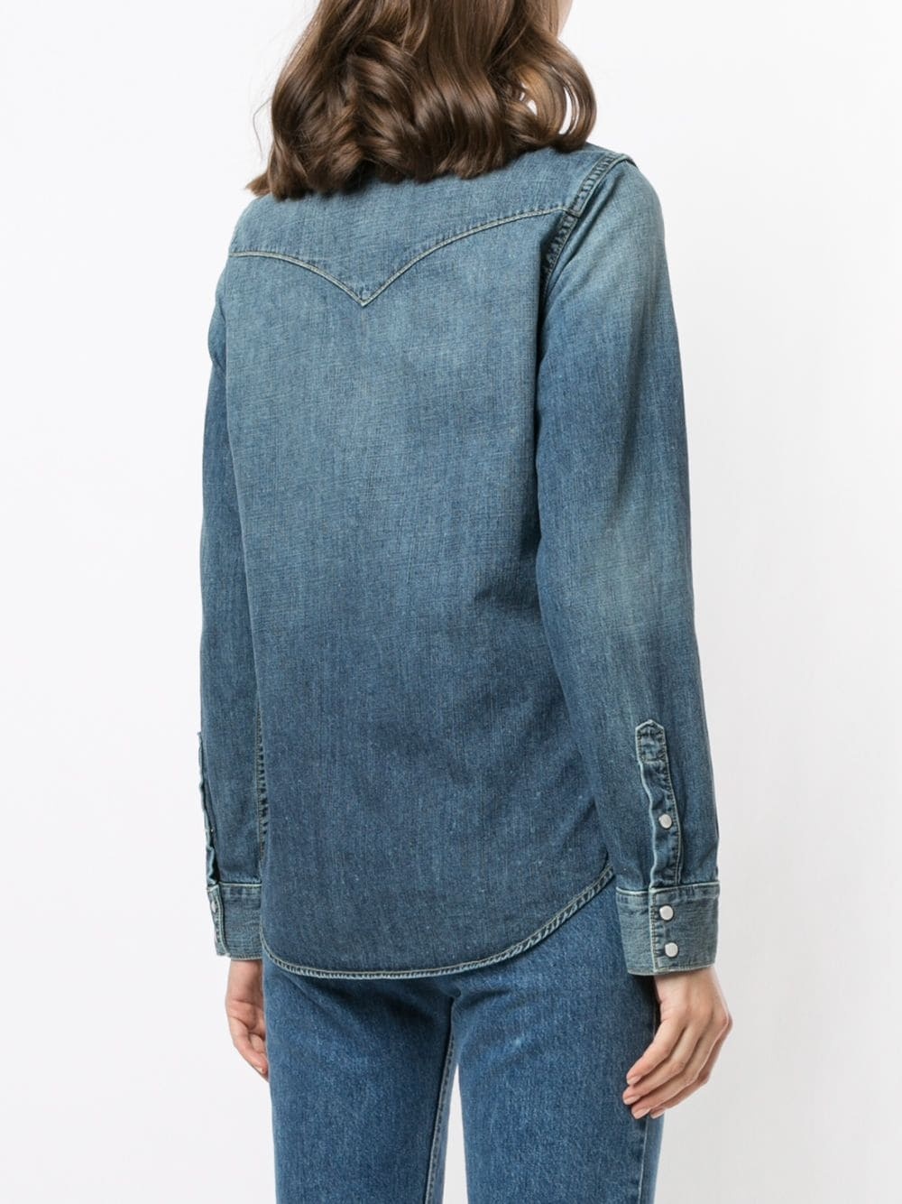 classic-collar denim shirt - 4