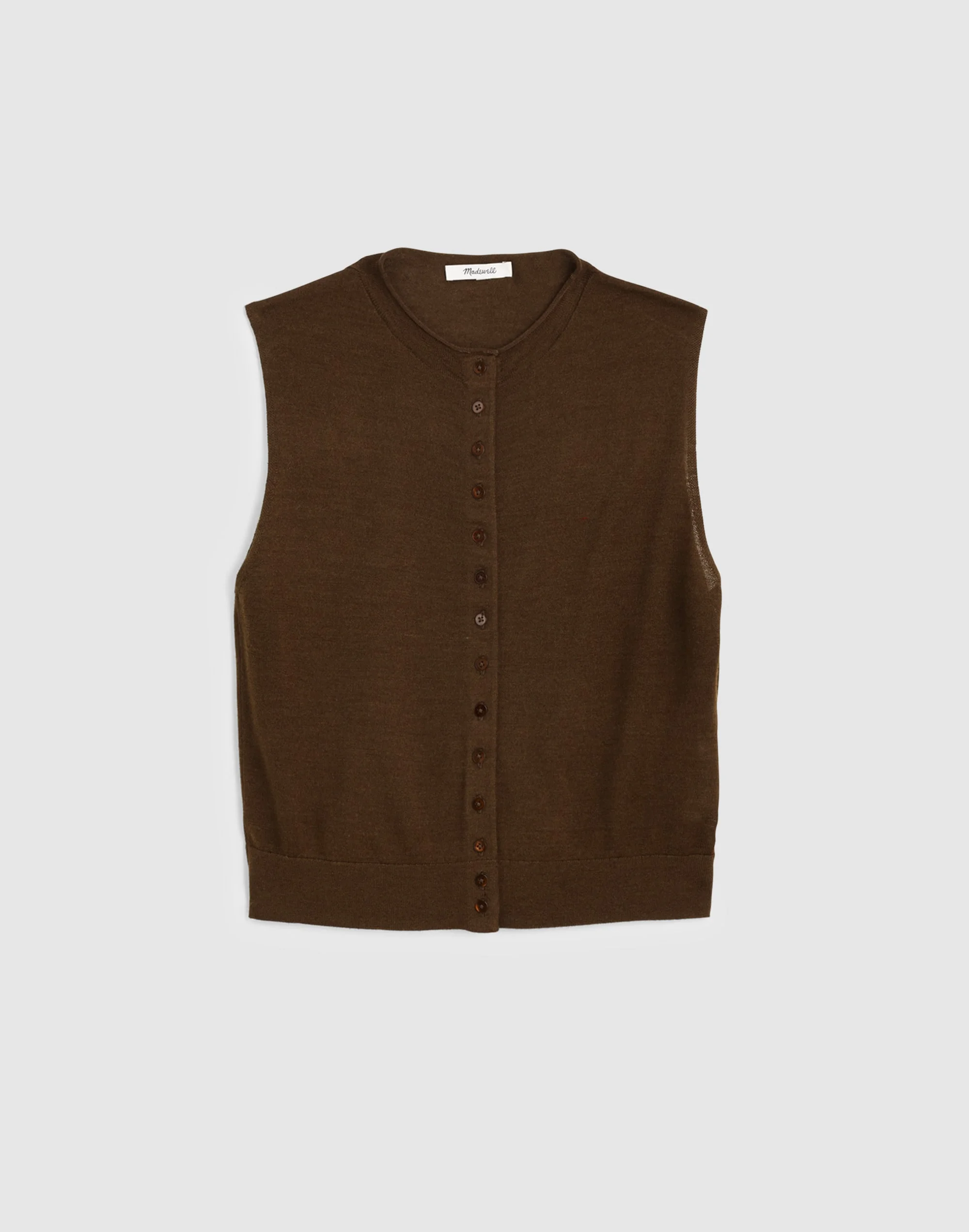 Button-Front Sleeveless Cardigan - 1