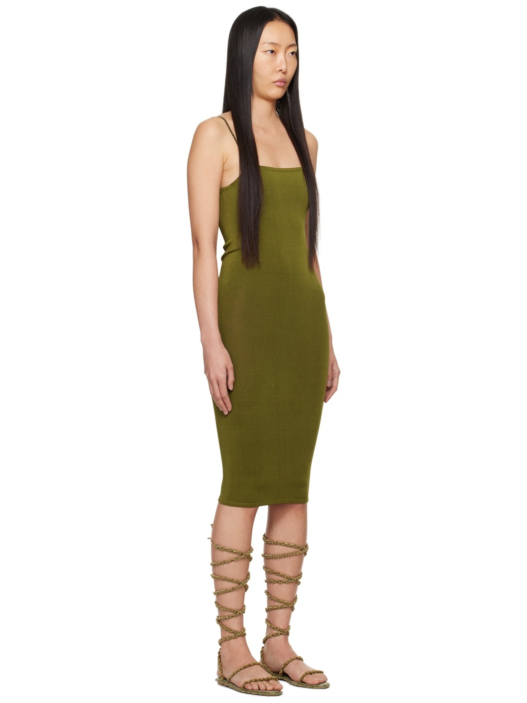 SSENSE Exclusive Khaki Jigsaw Midi Dress - 2