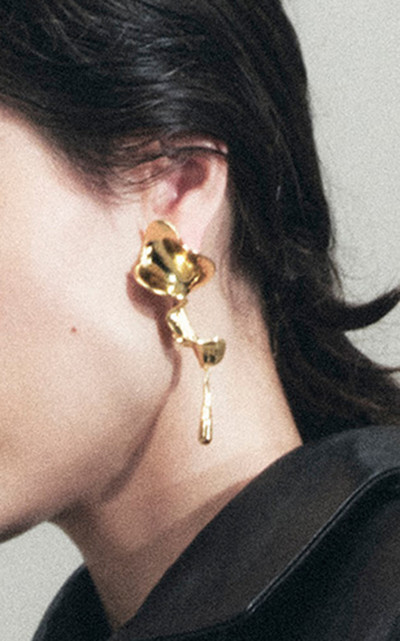 KHAITE Tidal 18K Gold-Plated Earrings gold outlook