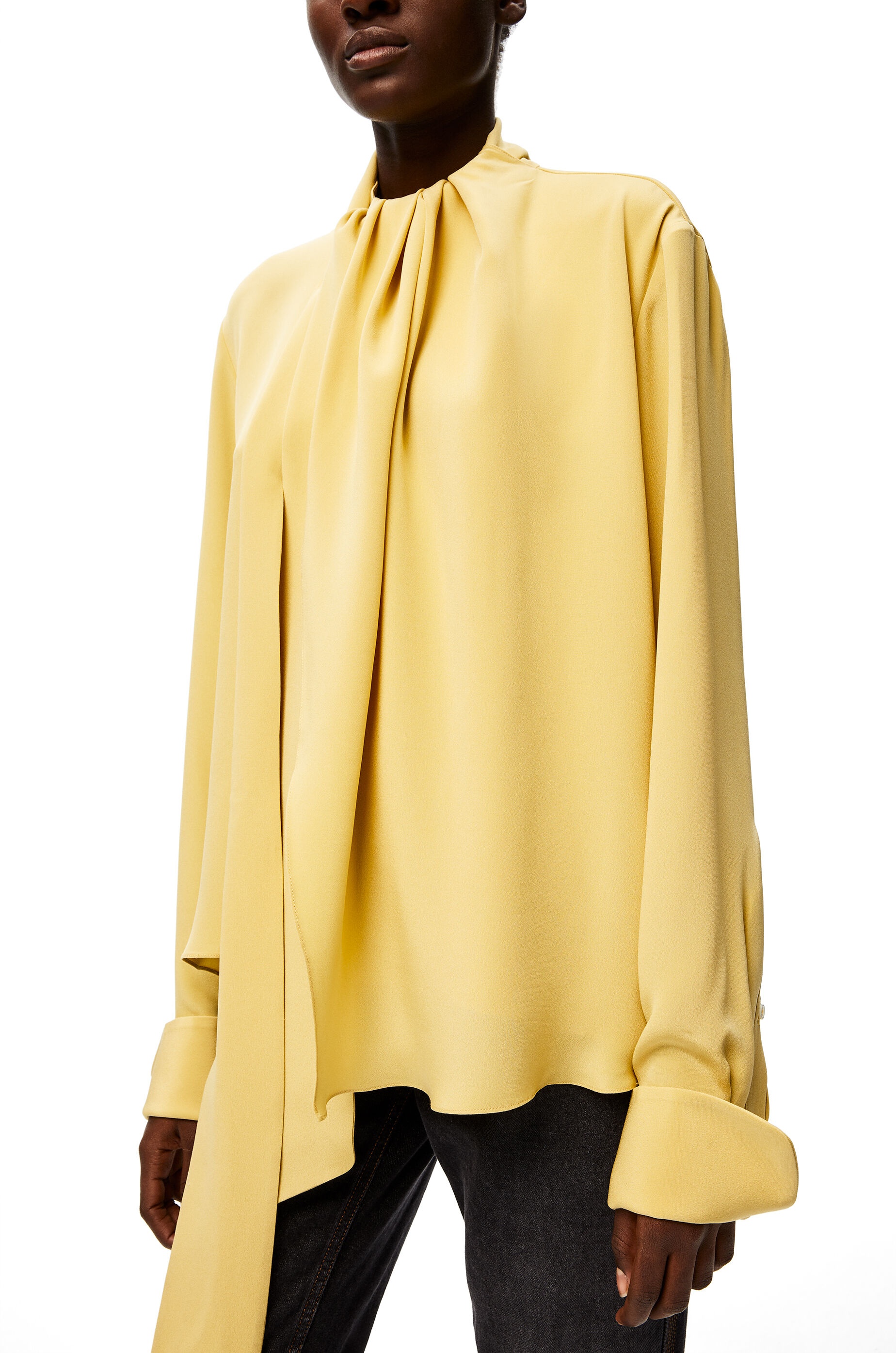 Lavalliere top in silk crepe de chine - 4