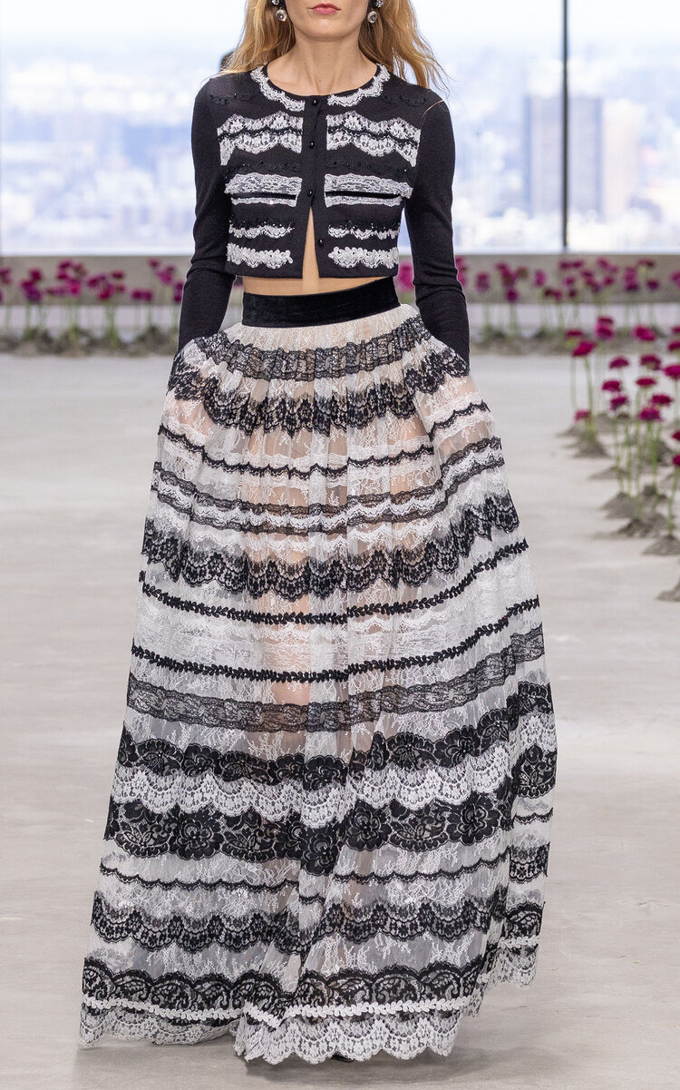 Lace-Detailed Maxi Skirt black/white - 5