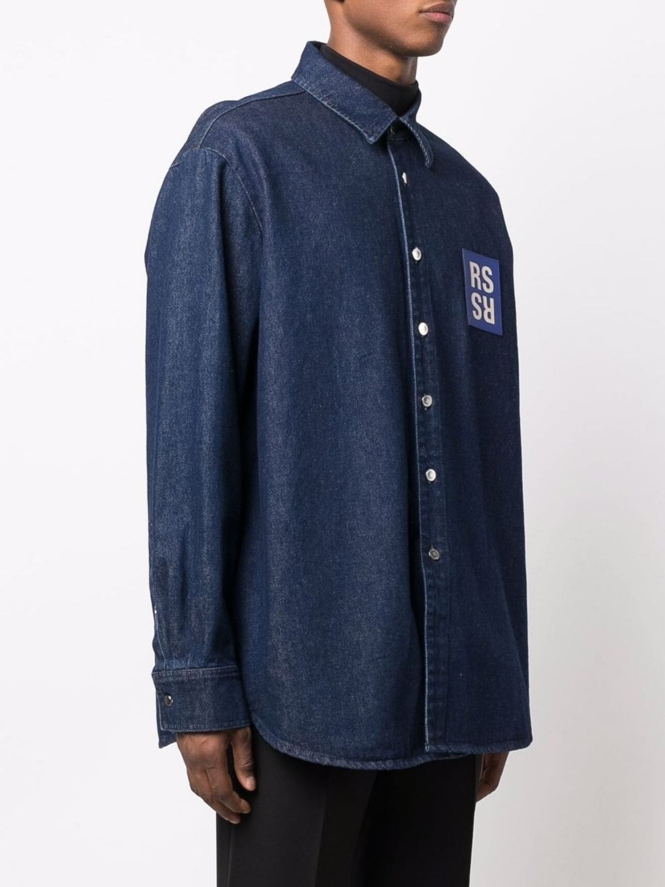 logo patch denim shirt - 3