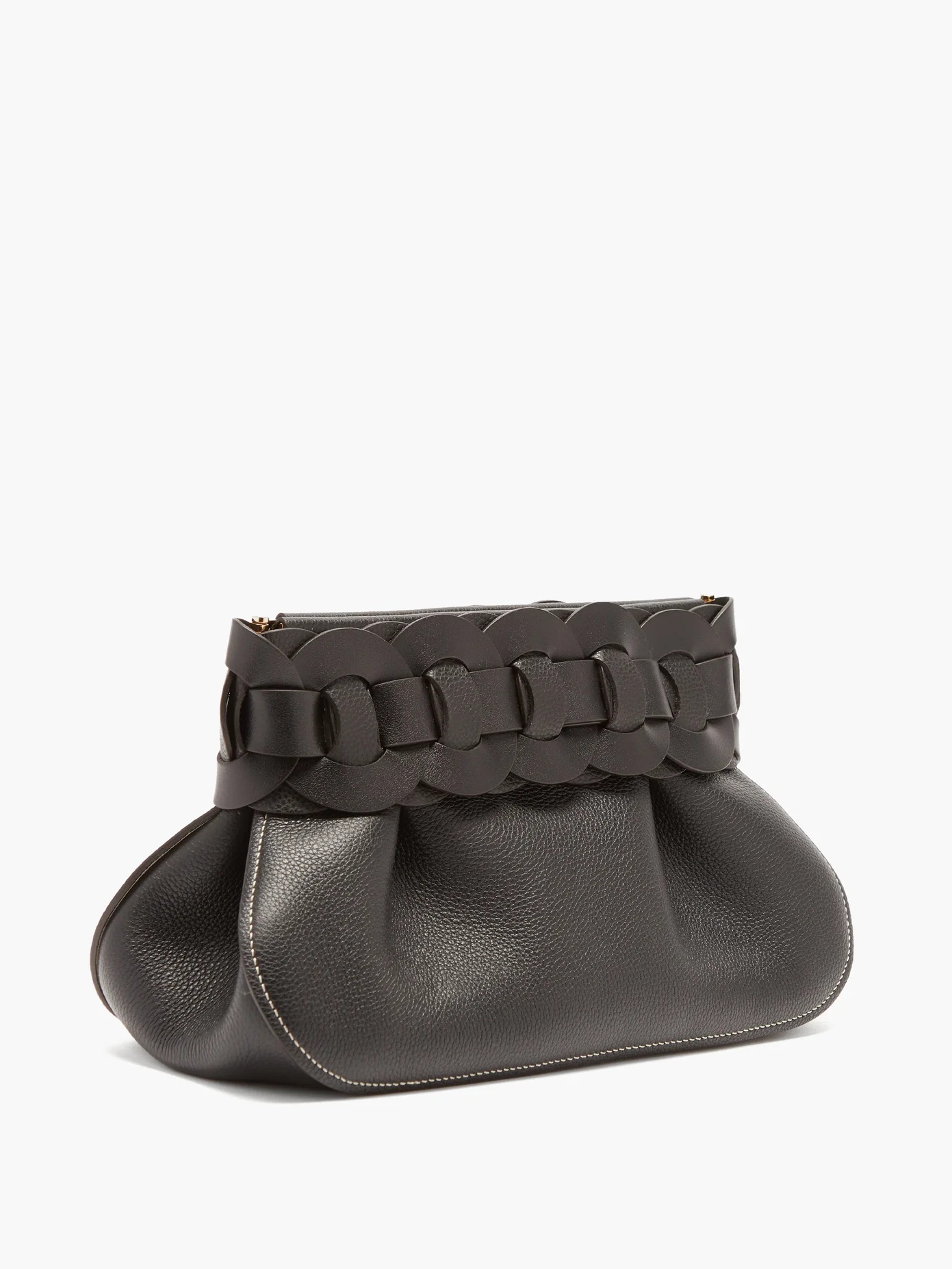 Darryl braided grained-leather clutch - 4