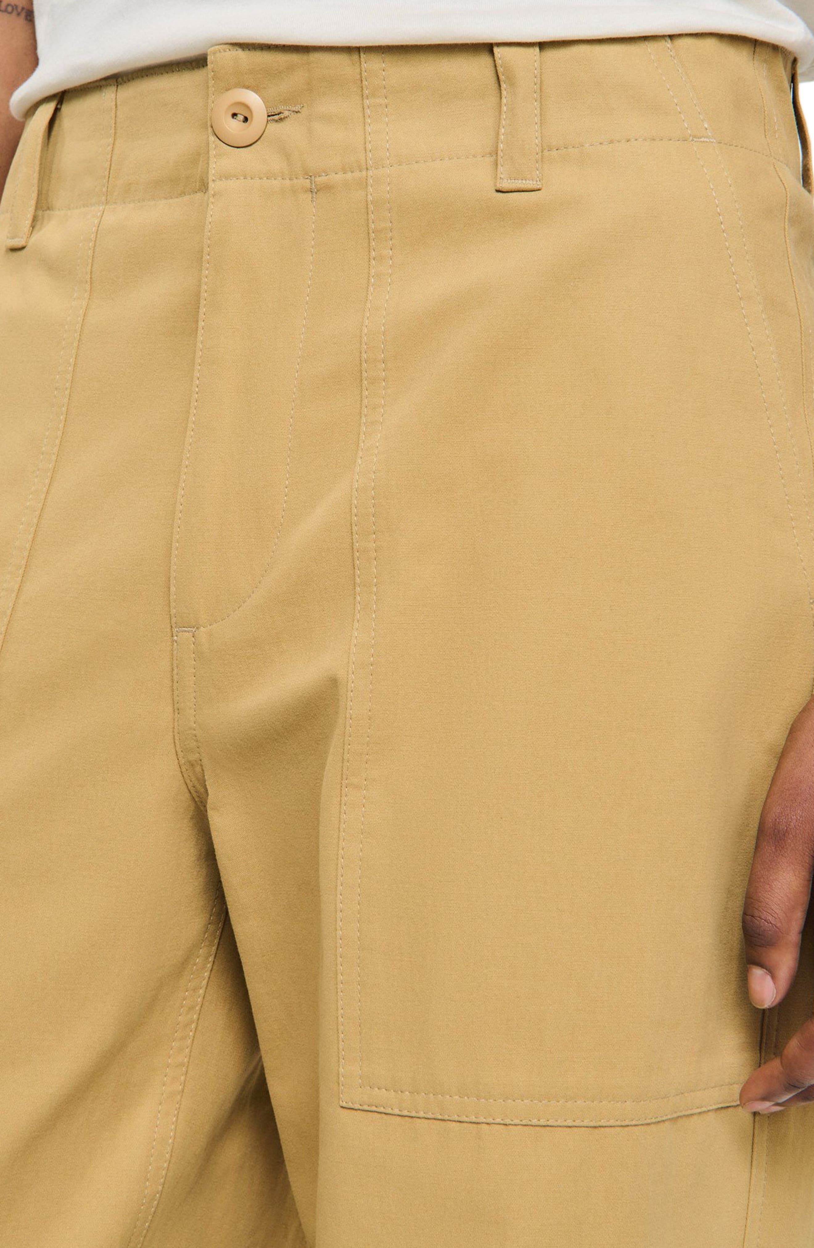 SANDRO Wide-leg cotton trousers in Ocher Yellow at Nordstrom - 4