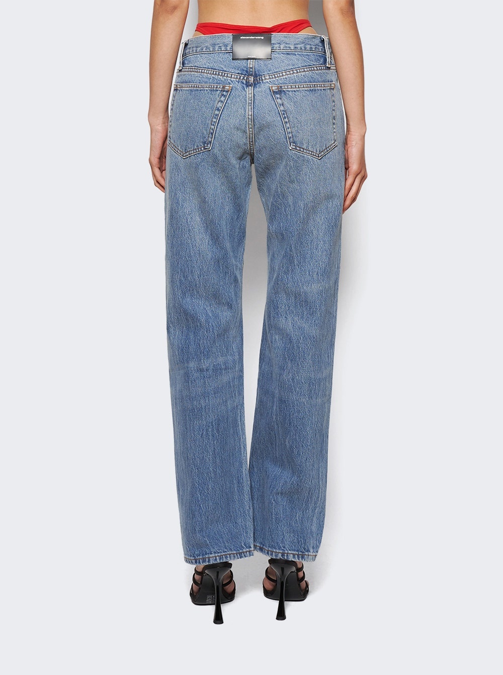 Alexander Wang Low Rise Slouchy Jean With Diamonte Charm Red