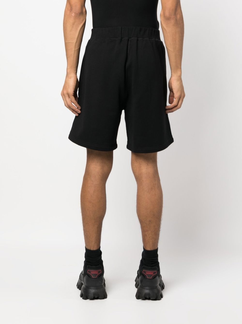 logo print cotton track shorts - 4