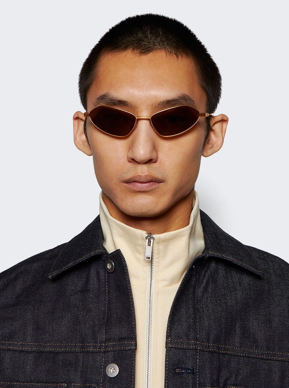 X Jacquemus Bambino Angular Metal Sunglasses Gold And Brown - 2