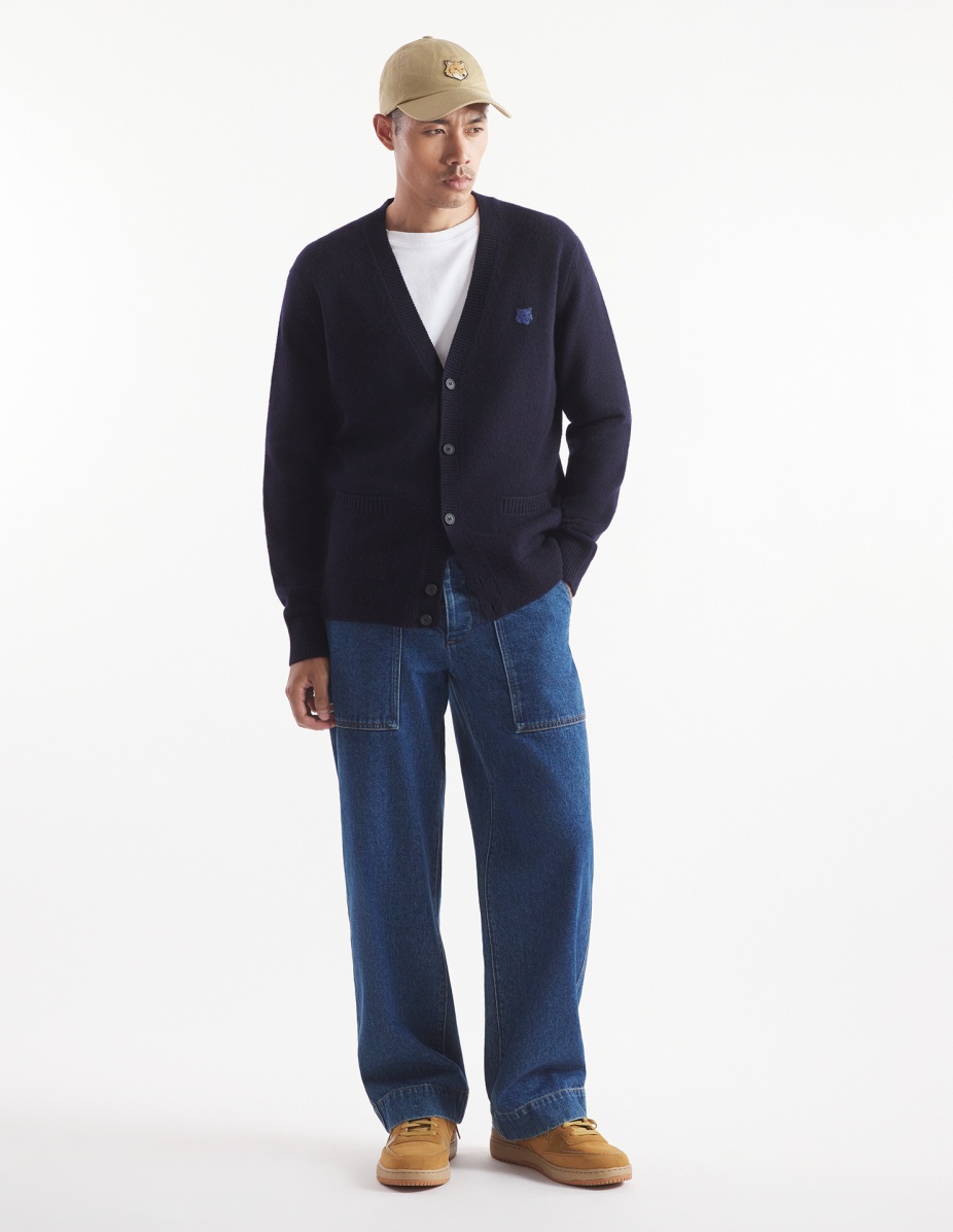 BOLD FOX HEAD PATCH REGULAR CARDIGAN IN LAMBSWOOL - 2