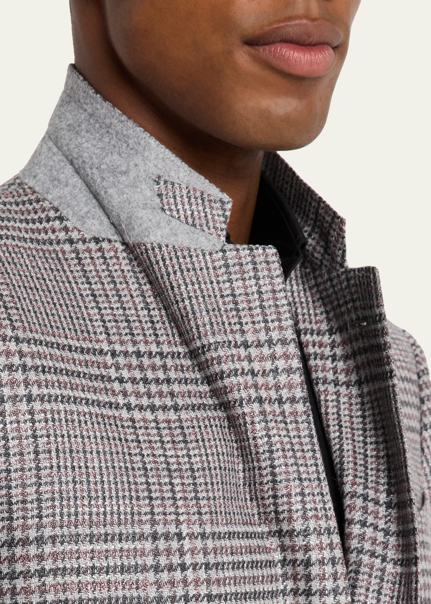 Men's Glen Plaid Winter Crossover Single-Breasted Sport Coat - 6