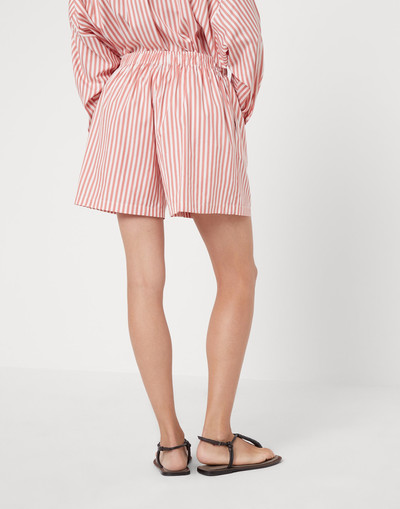 Brunello Cucinelli Cotton and silk striped poplin baggy shorts outlook