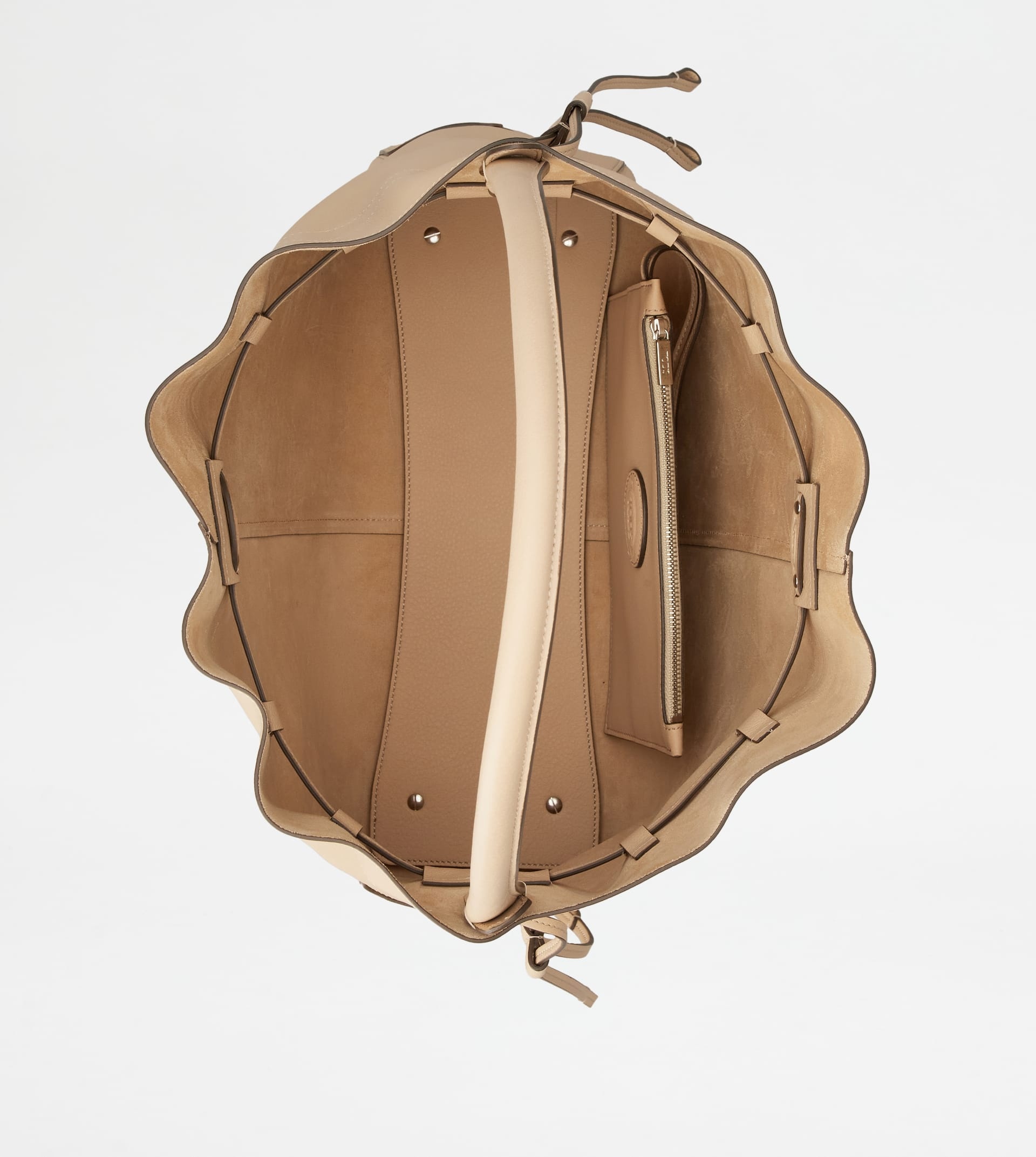 TOD'S DI BAG BUCKET BAG IN LEATHER MEDIUM WITH DRAWSTRING - BEIGE - 6