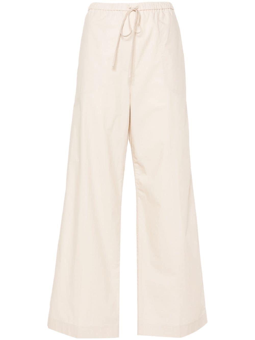 straight-leg drawstring cotton trousers - 1