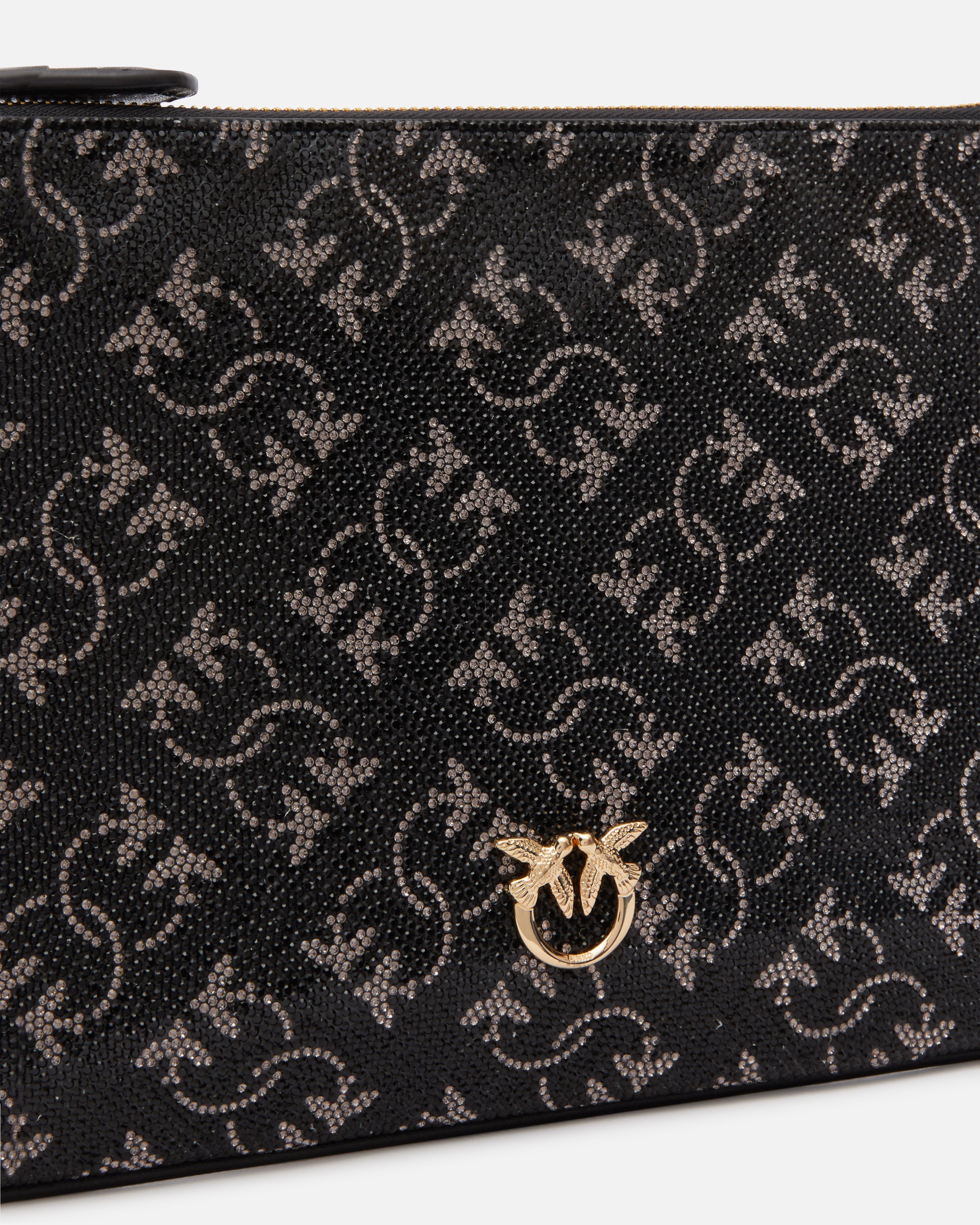 RHINESTONED MONOGRAM CLUTCH WITH SHOULDER STRAP - 3