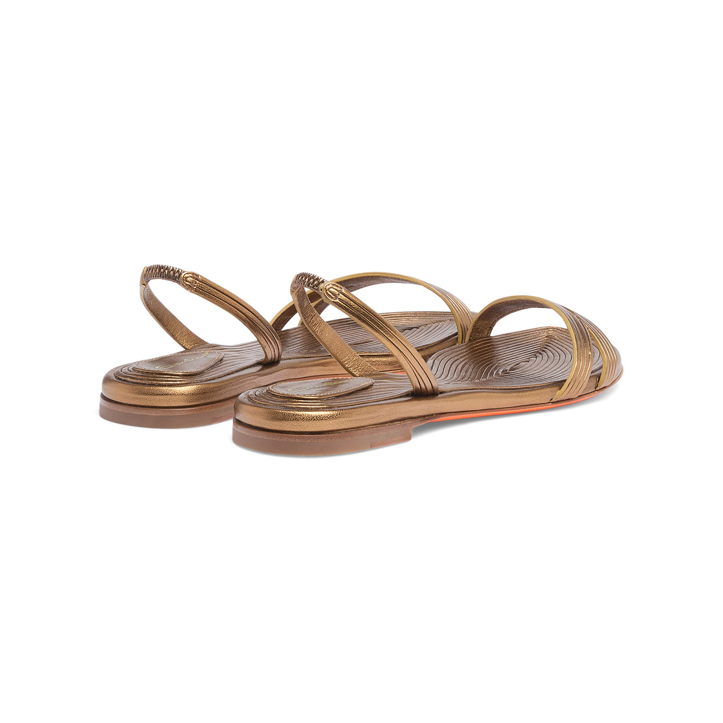 Women's gold leather sandal - 3