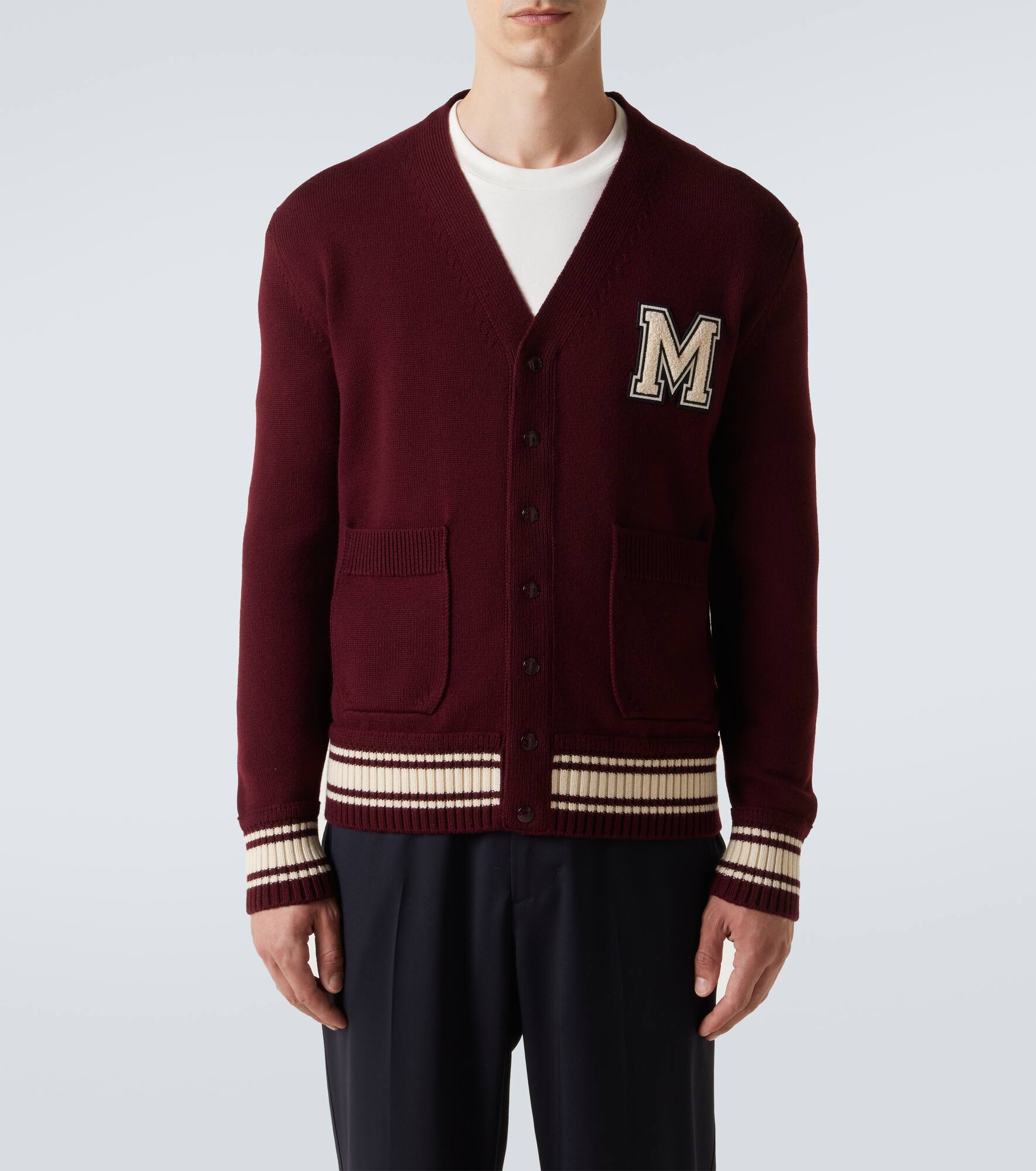 Patch-appliqué wool cardigan - 3