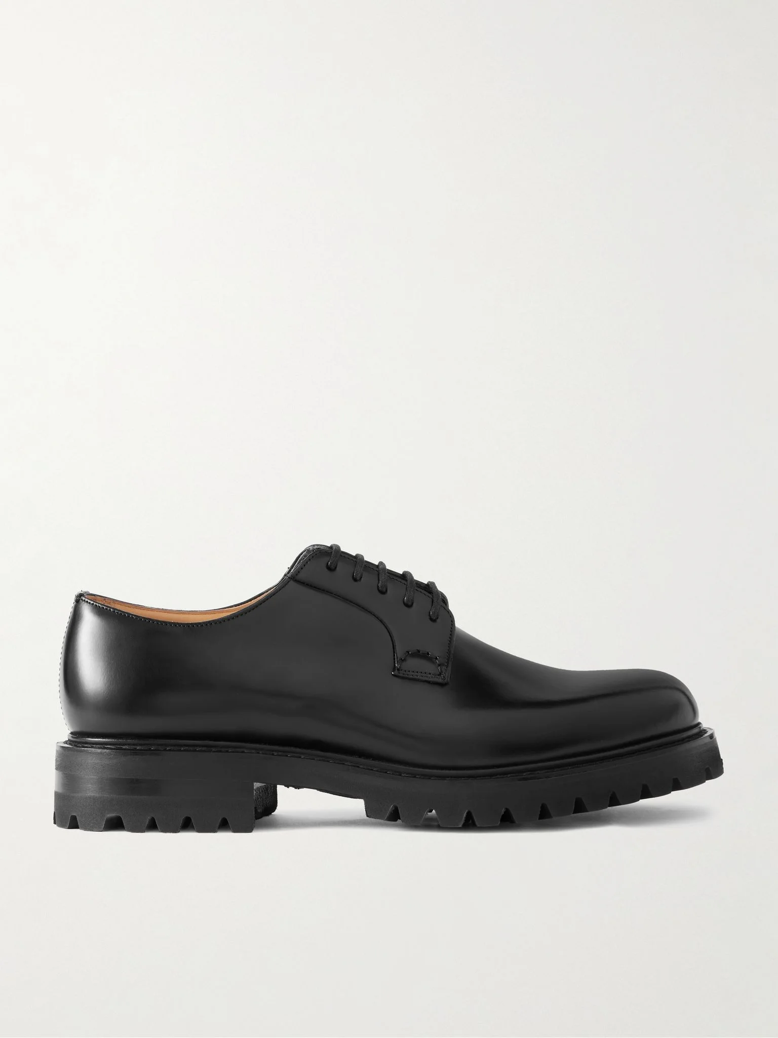 Shannon Glossed-Leather Derby Shoes Black - 1