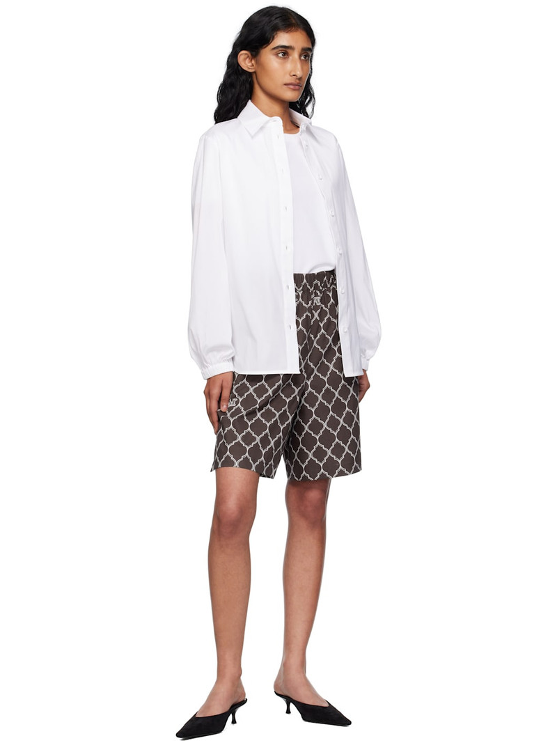 Max Mara Brown & White Ululato Shorts outlook