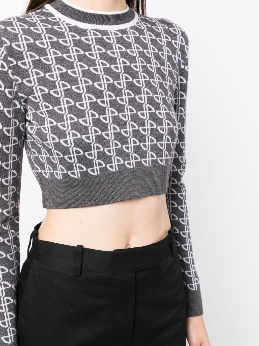 jacquard merino cropped jumper - 5