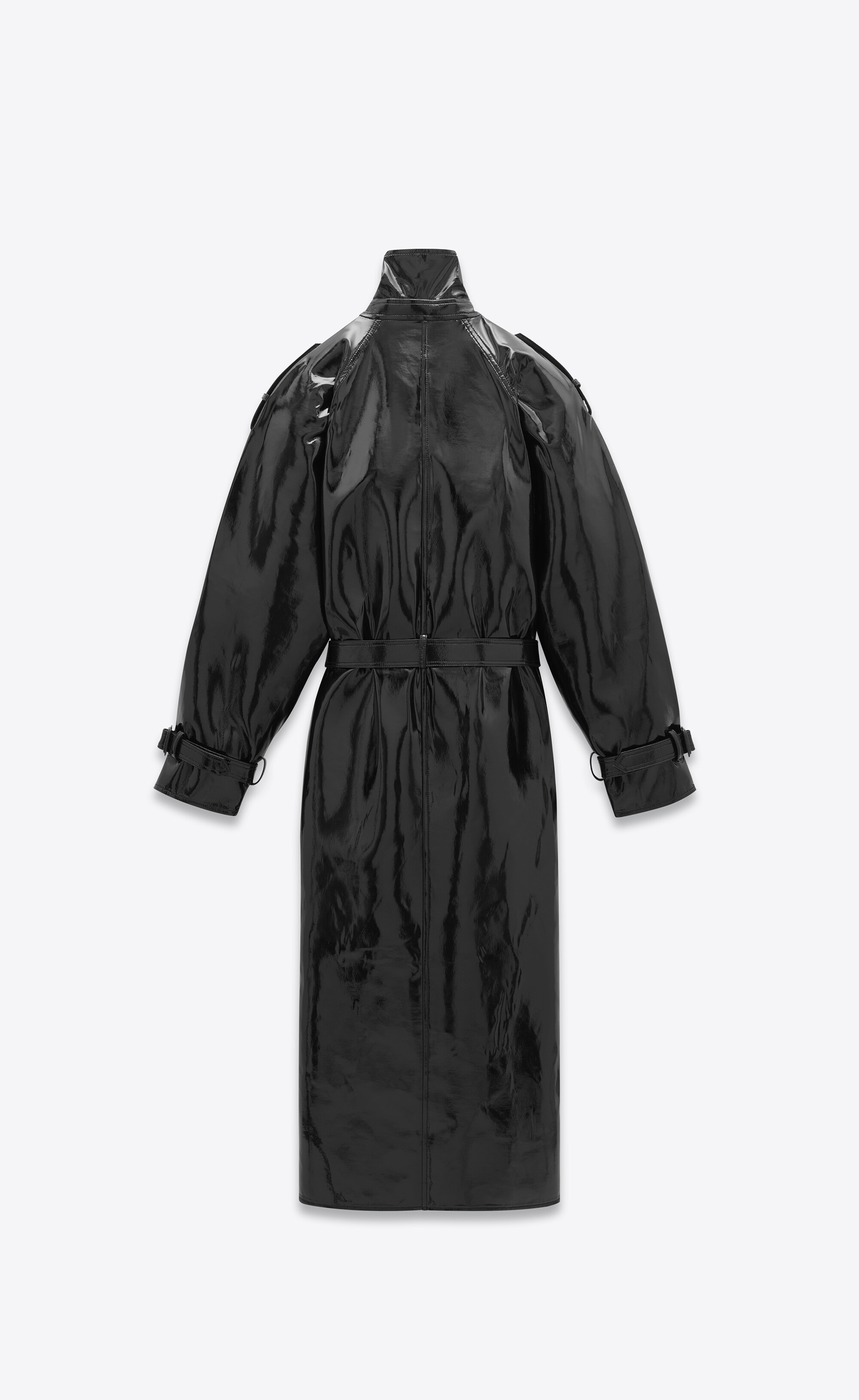 trench coat in vinyl-bonded denim - 4