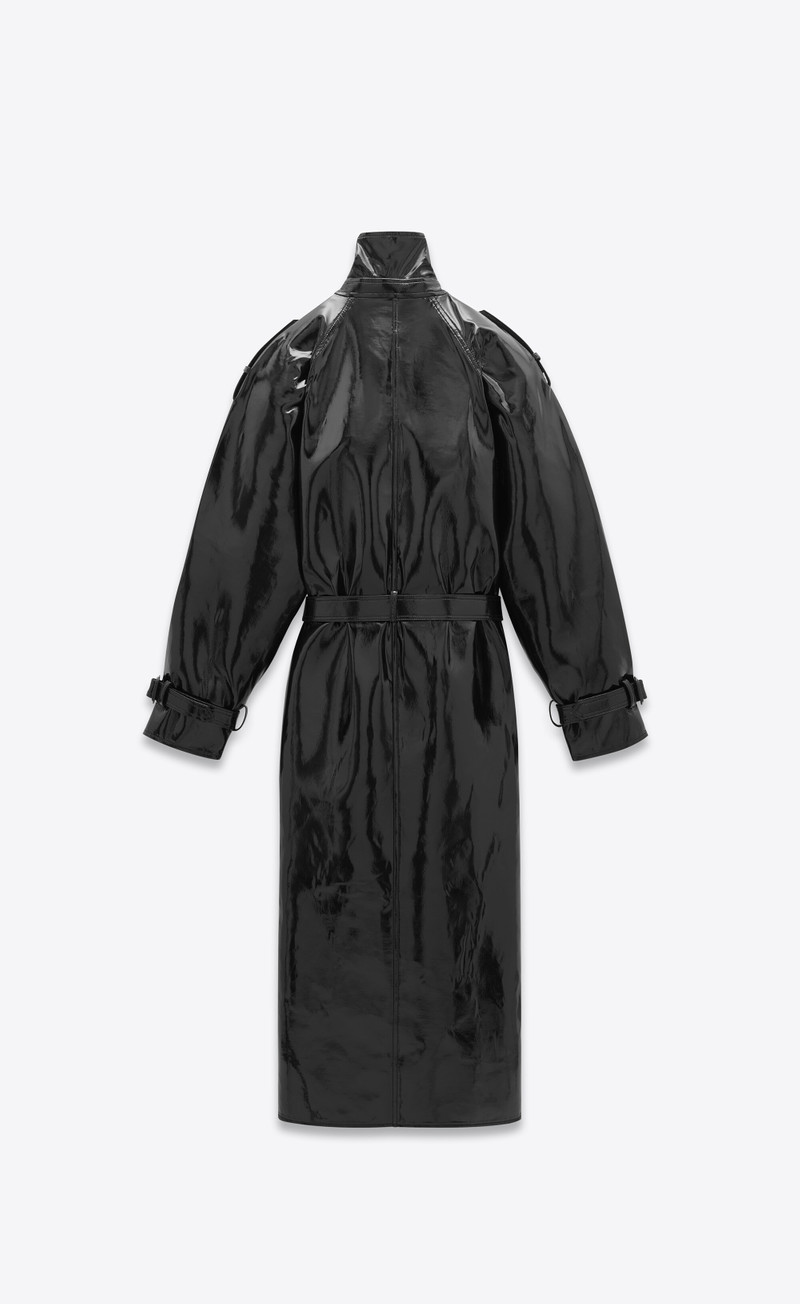 trench coat in vinyl-bonded denim 4
