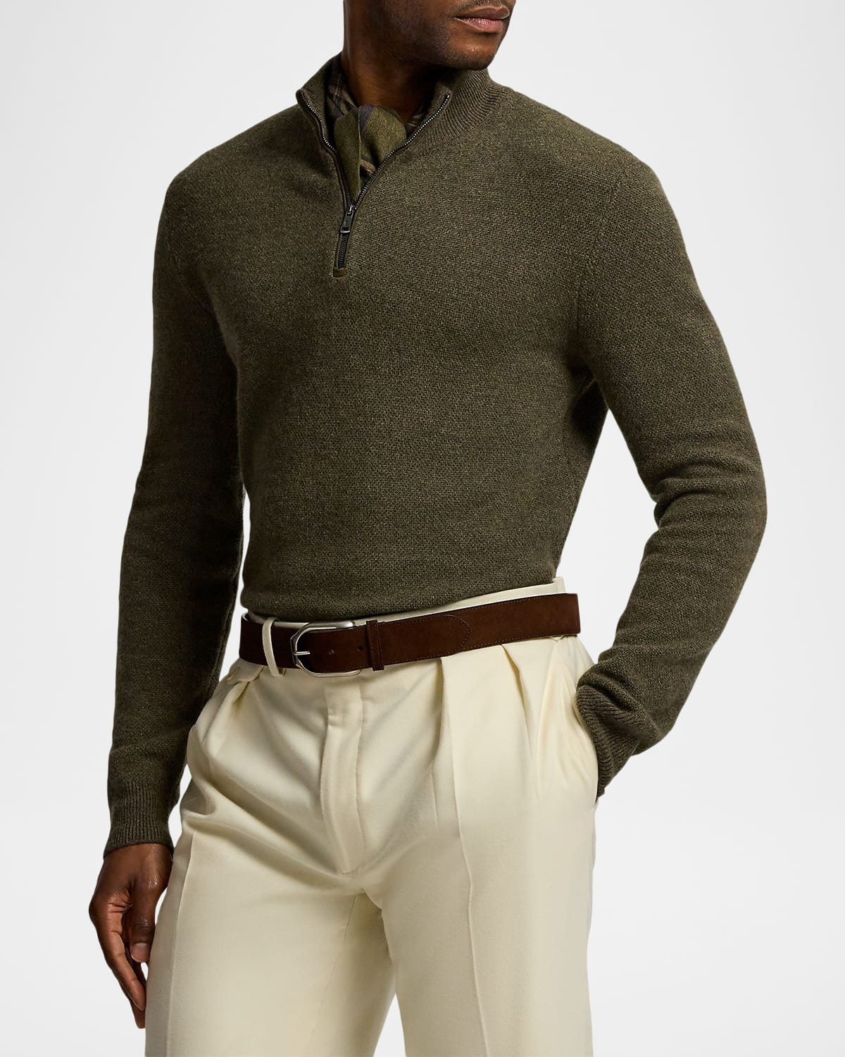 Men's Cashmere Birdseye Quarter-Zip Sweater - 5
