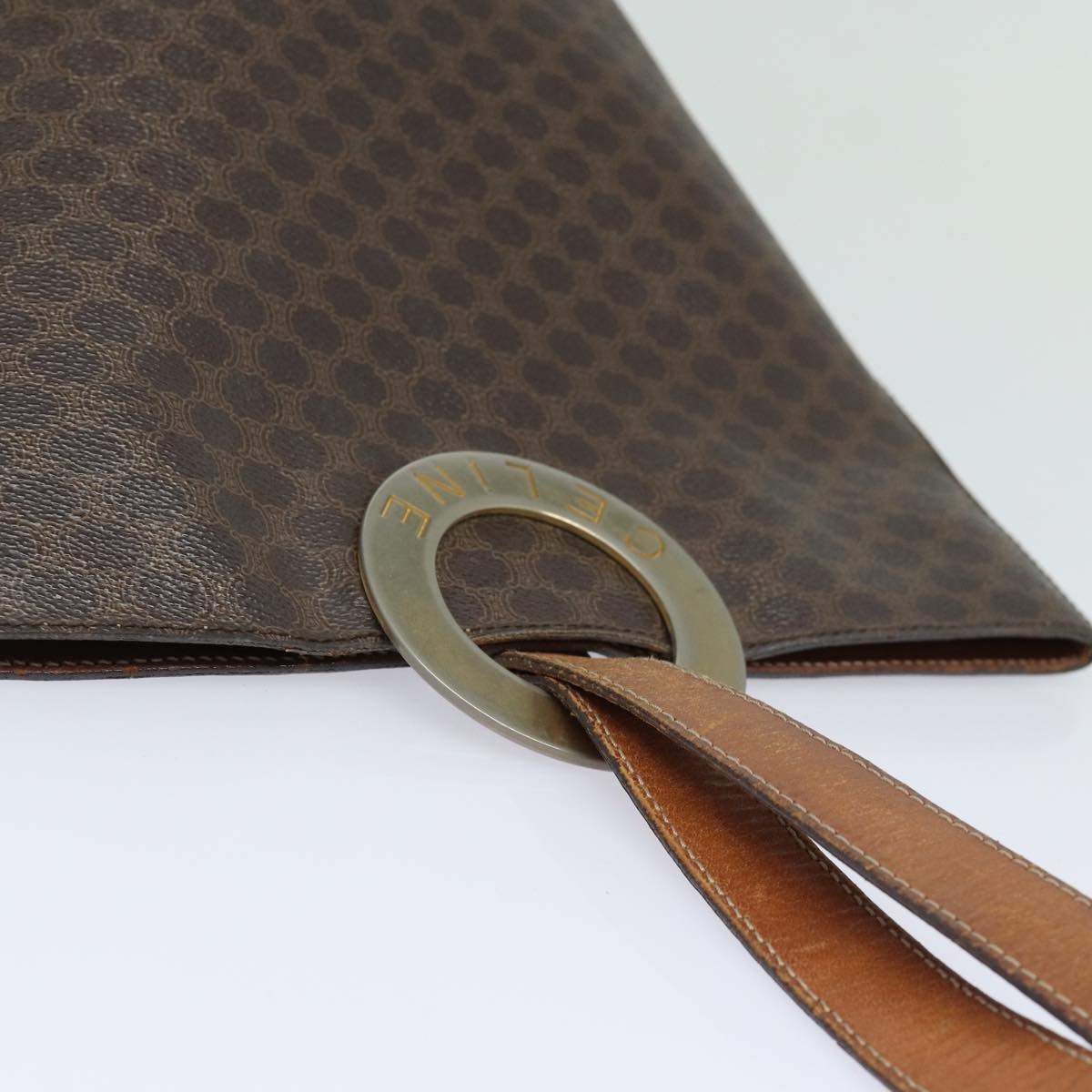 CELINE Macadam Canvas Shoulder Bag Pvc Leather Brown Gold - 6