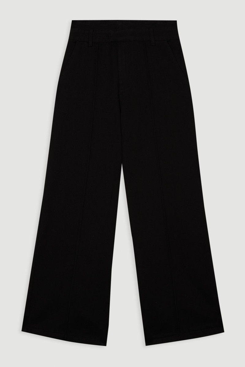 Denim Waistband Detail Wide Leg Trousers 4