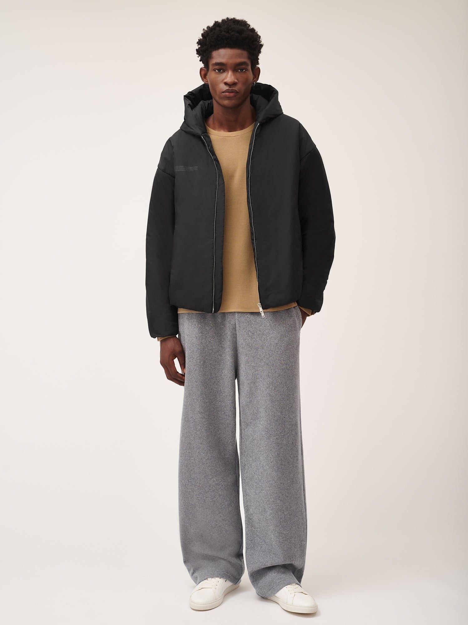 Mens Flower-Warmth Padded Bomber Jacket - Black - 3