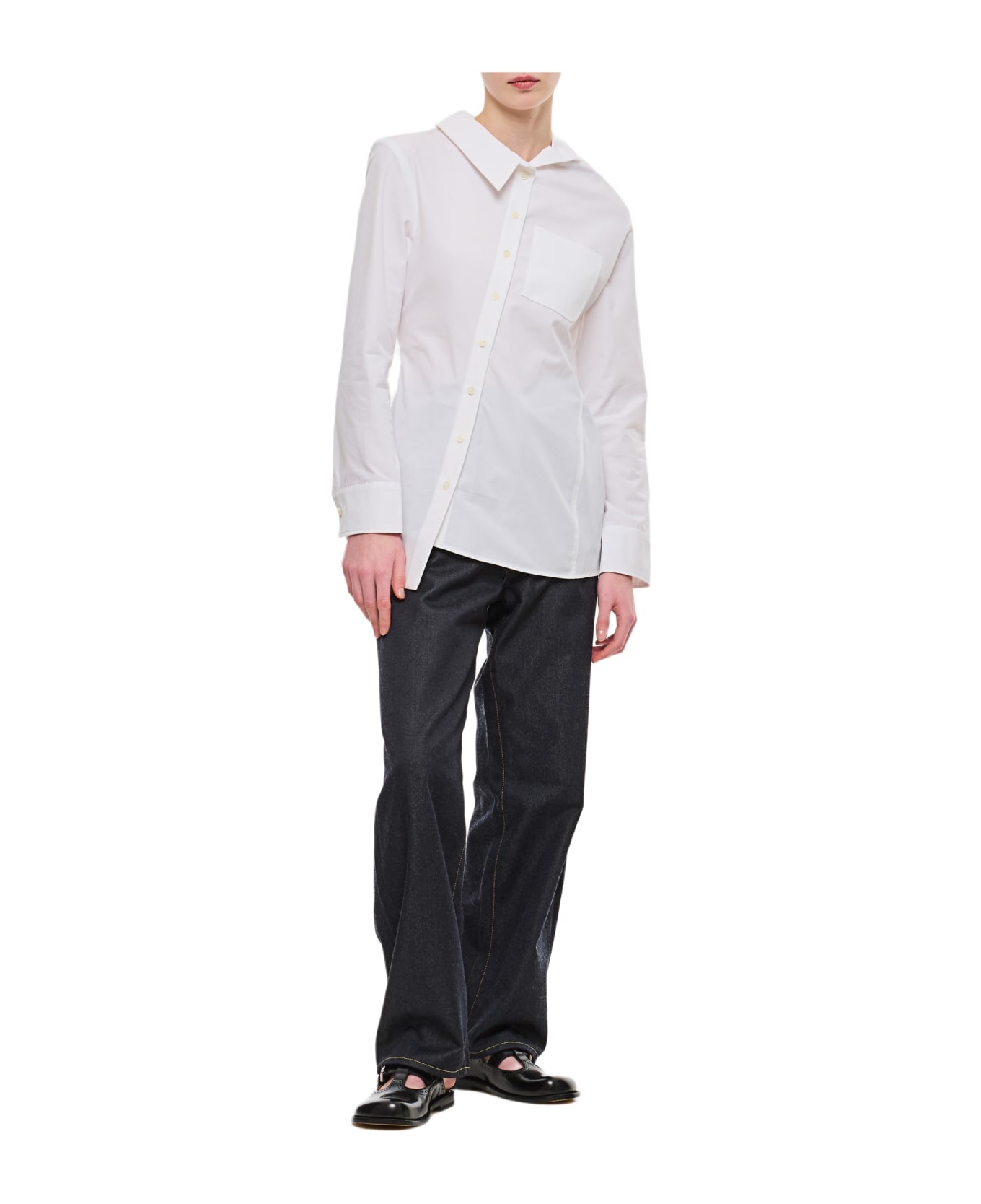 Asymmetric Front Buttoned Cotton Shirt - 1