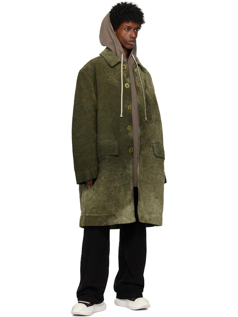 Rick Owens DRKSHDW Khaki Porterville Jumbo Mac Coat outlook