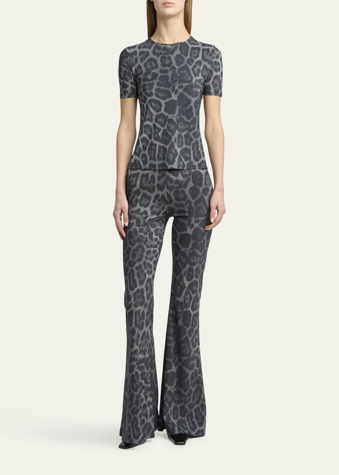 Leopard Print Short-Sleeve Top - 2