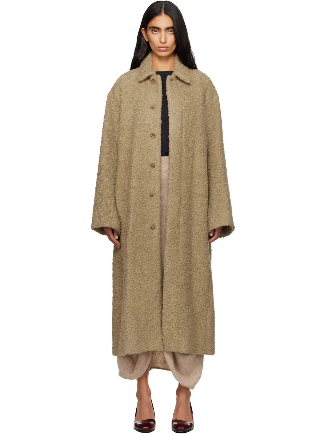 Beige Boucle Coat - 1