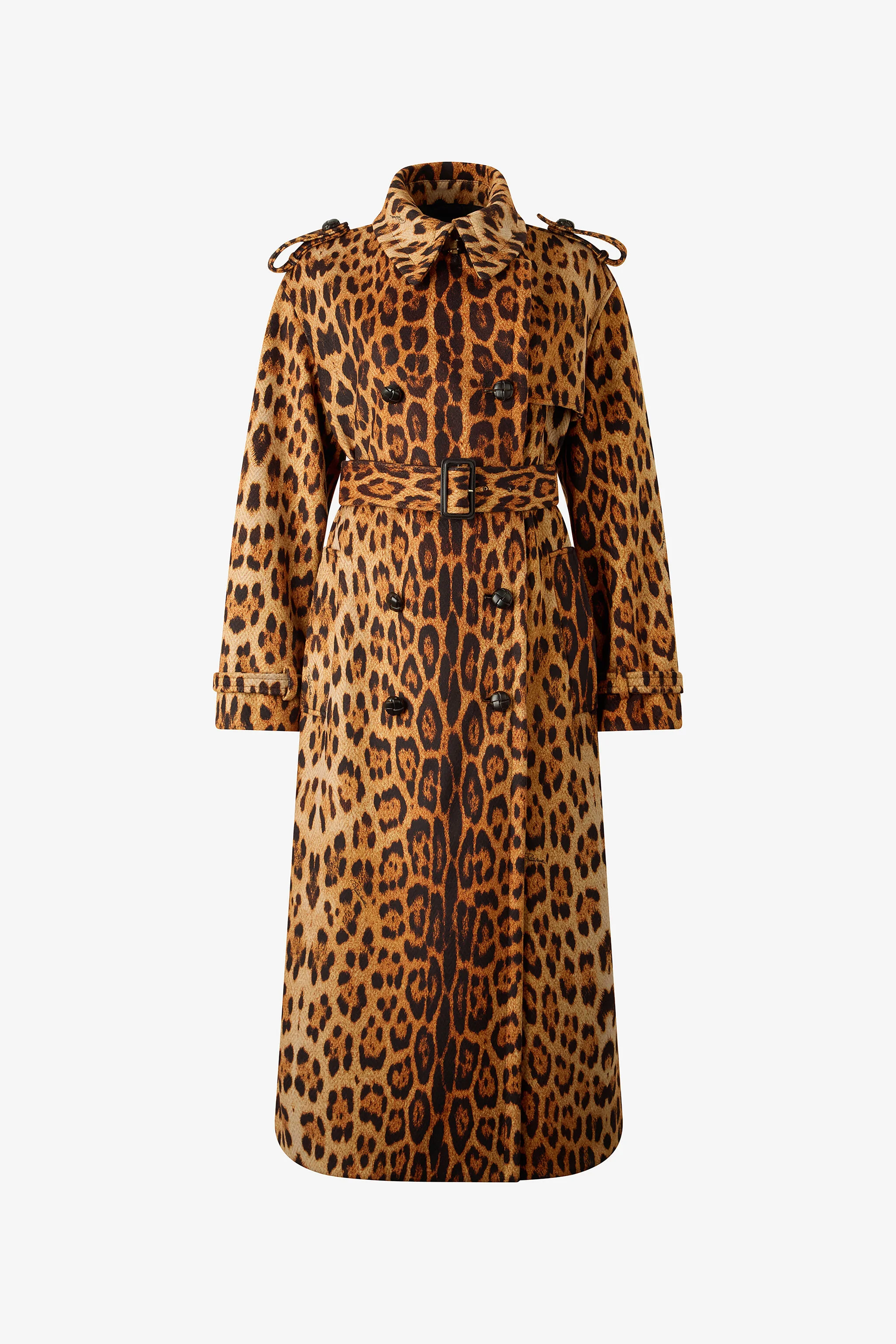 Long Trench Coat With Jaguar Skin Print - 1