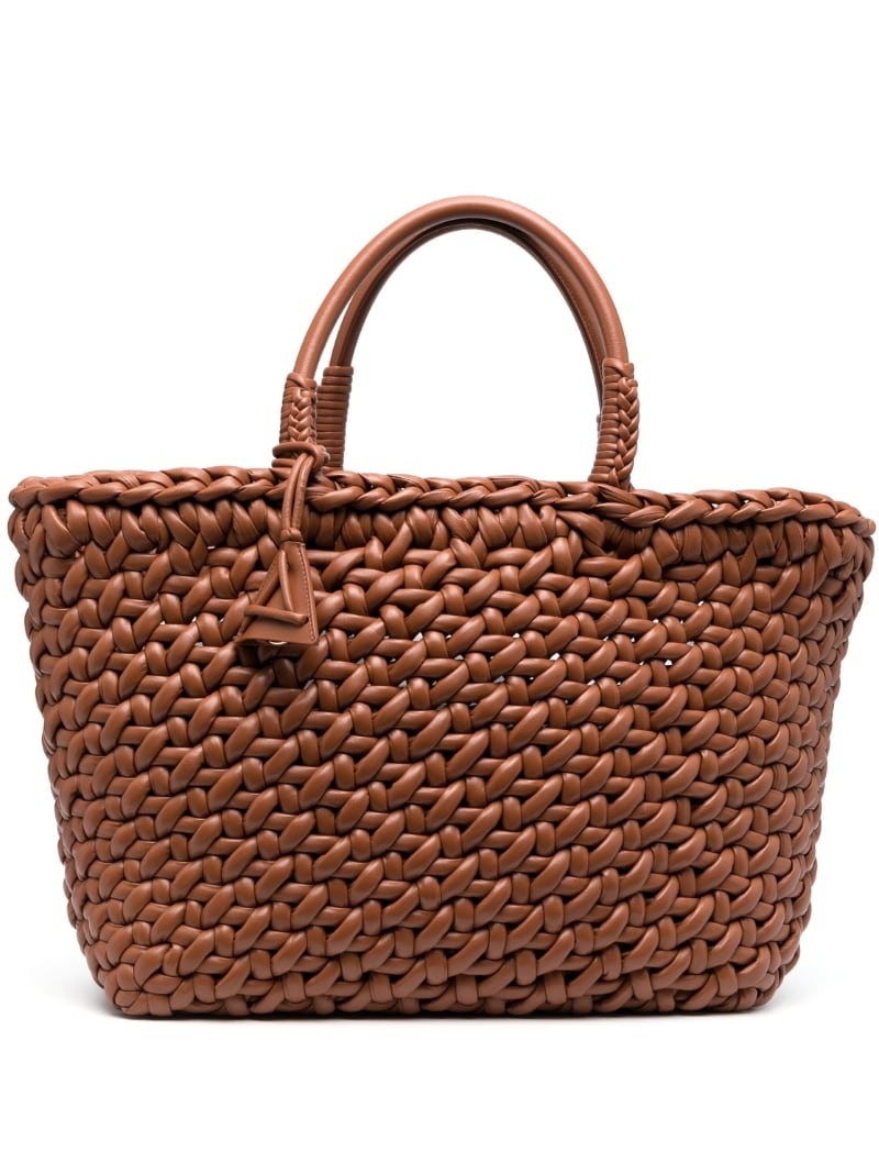 interwoven-design leather tote bag - 1