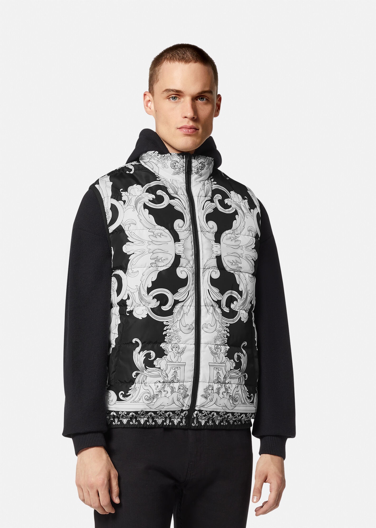 Silver Baroque Puffer Vest - 3