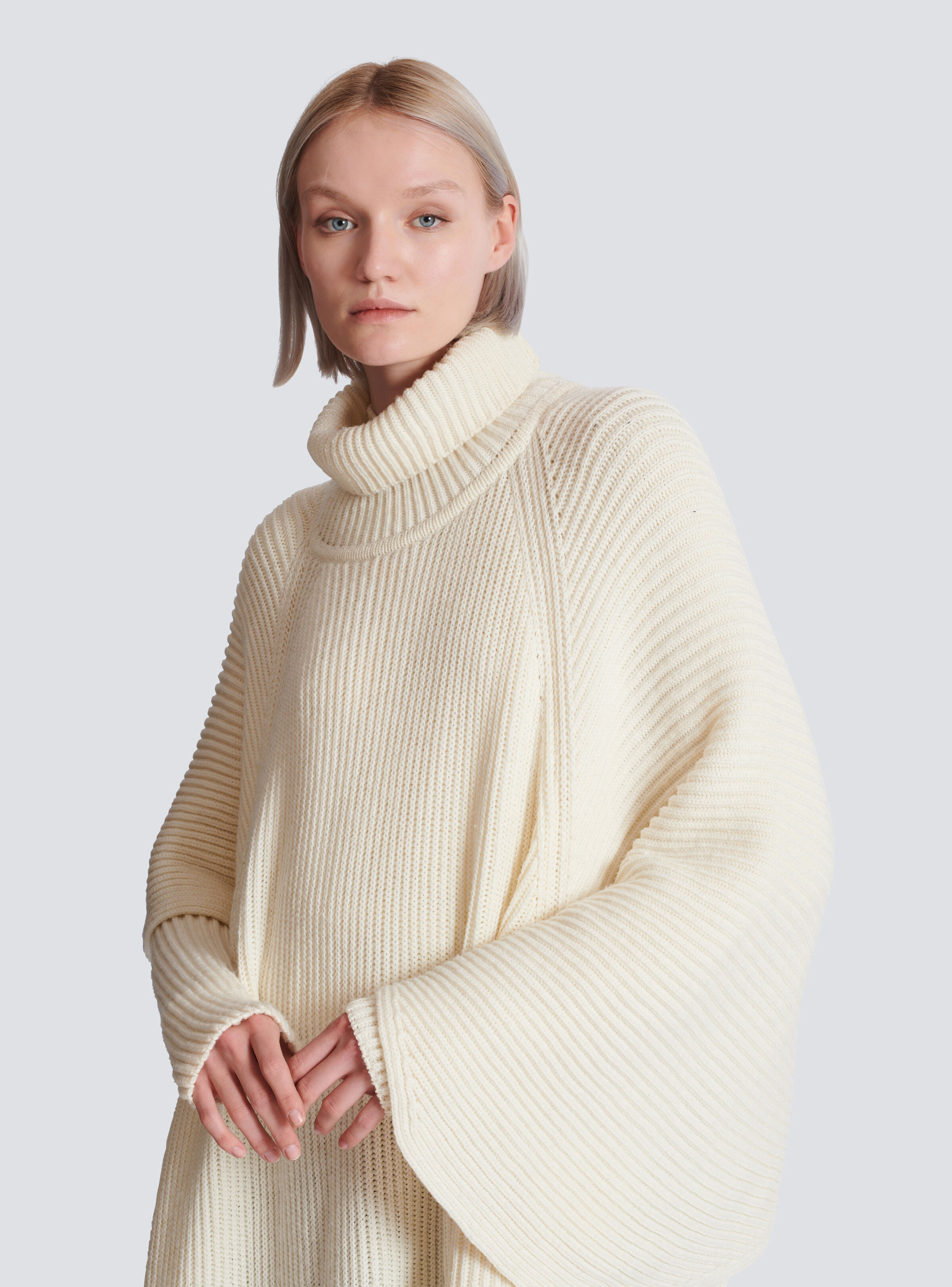 Asymmetric Knit Cape - 7