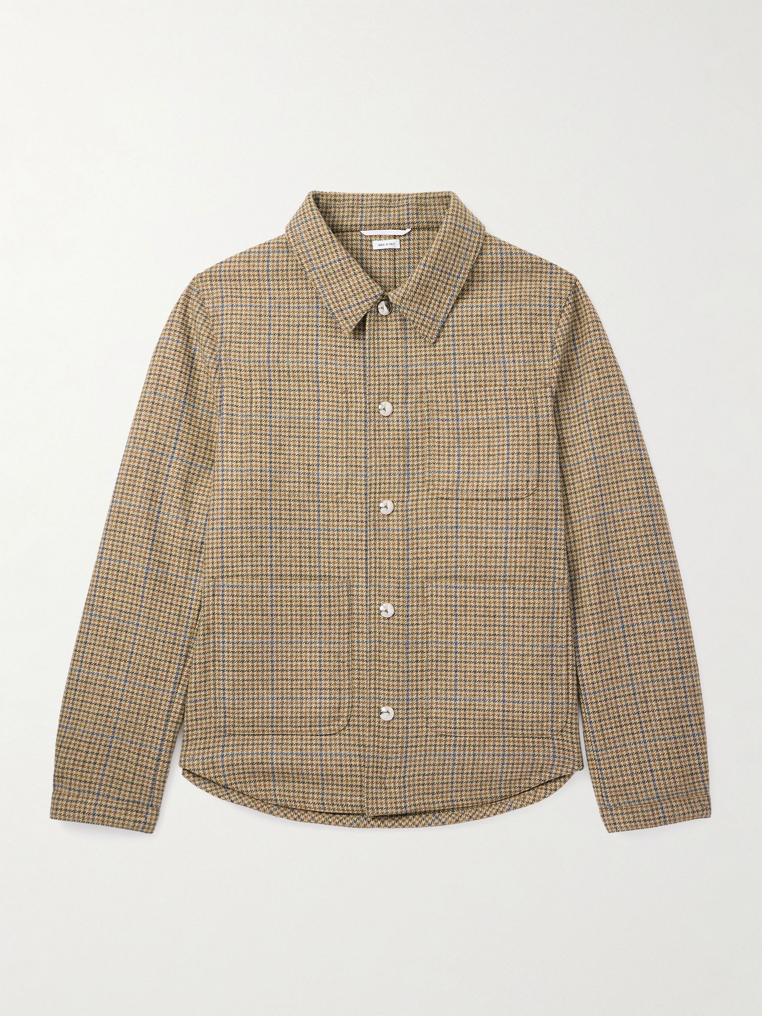 Houndstooth Wool Jacket Brown - 1