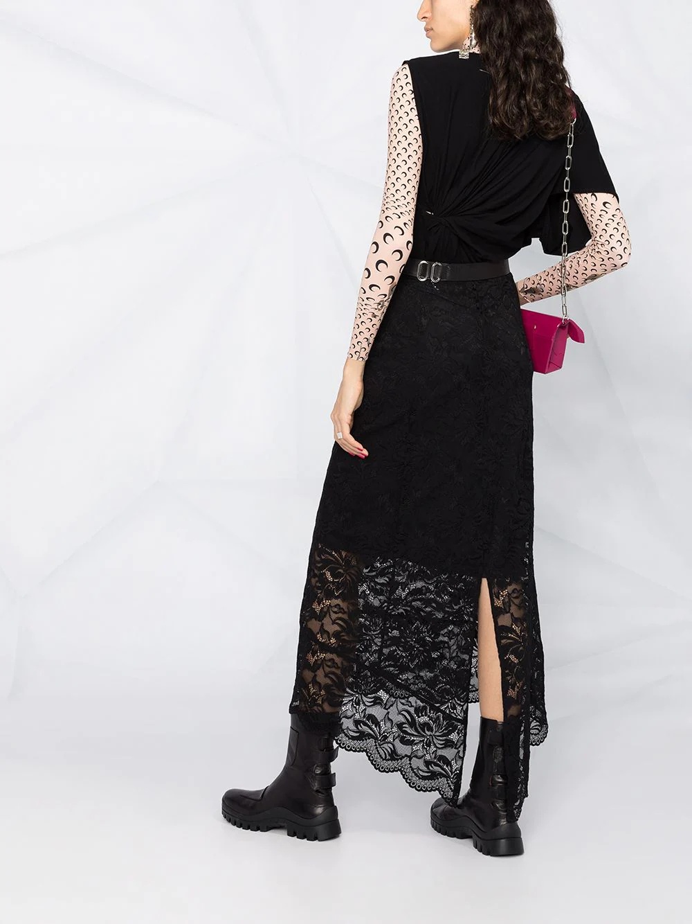 split-hem lace midi skirt - 6